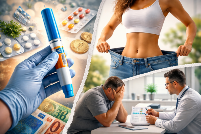 Ενέσιμη πένα GLP-1, ιατρική συμβουλή και απώλεια βάρους, που αποτυπώνουν τη φαρμακευτική αντιμετώπιση της παχυσαρκίας και το πραγματικό κόστος στην Ελλάδα
