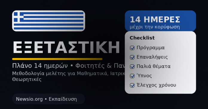 Εξεταστική 2026 στην Ελλάδα: πλάνο 14 ημερών και checklist μελέτης για φοιτητές και Πανελλαδικές