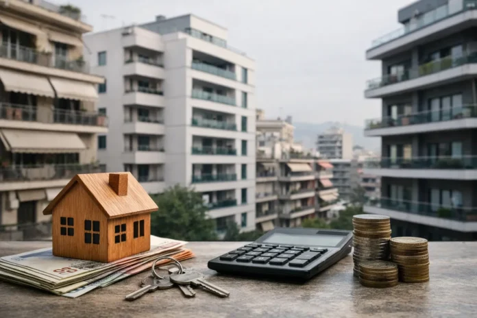 Πολυκατοικίες σε αστικό περιβάλλον που συμβολίζουν την αγορά ενοικίων και το στεγαστικό ζήτημα