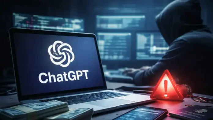 Θεσμική εικόνα κυβερνοασφάλειας με φορητό υπολογιστή σε περιβάλλον γραφείου και αφηρημένα στοιχεία ψηφιακής ανάλυσης στο φόντο, χωρίς κείμενο πάνω στην εικόνα και με ασφαλές κάδρο 16:9.