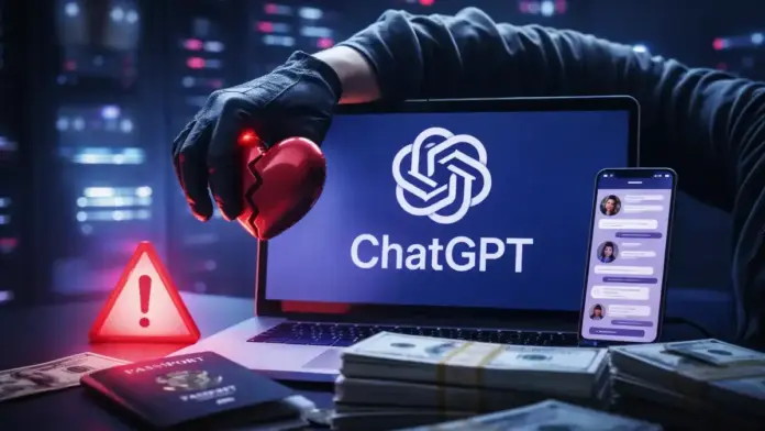 Institutional cybersecurity desk scene showing a laptop and a smartphone during a fraud investigation, with cash and documents on the table; framed for 16:9 cropping.