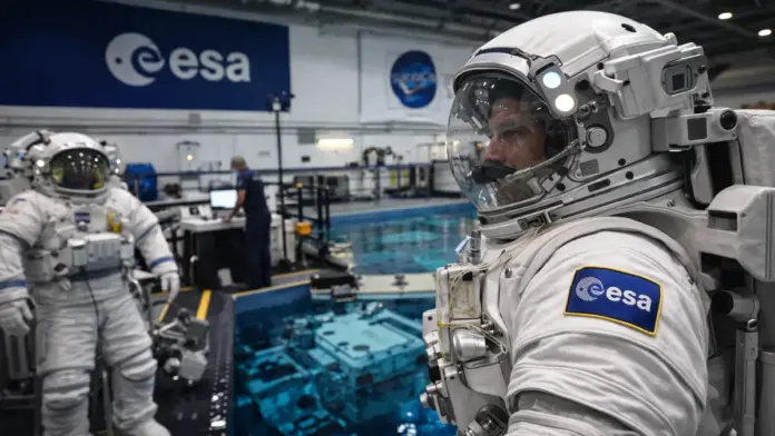 Εγκατάσταση προσομοίωσης εκπαίδευσης αστροναυτών με στολές και δεξαμενή νερού σε περιβάλλον ESA