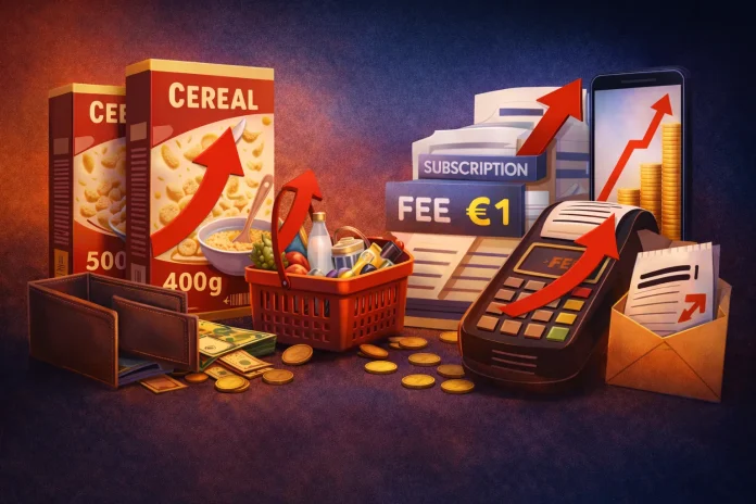 Illustration about “silent” price increases in products, subscriptions, and everyday fees affecting the cost of living