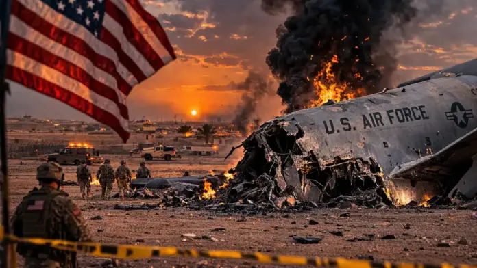 Θεσμική εικονογράφηση για αμερικανικό στρατιωτικό αεροσκάφος στο Ιράκ μετά τη συντριβή