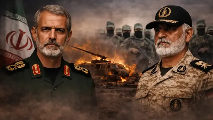 Institutional composite illustrating the targeted killings of senior Iranian figures Ali Larijani and Gholamreza Soleimani