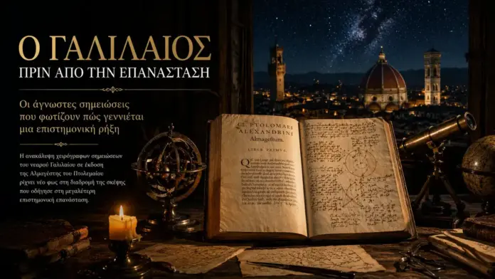 Ο Γαλιλαίος πριν την επιστημονική επανάσταση – χειρόγραφες σημειώσεις στην Αλμαγέστη με αστρονομικά όργανα σε ιστορικό περιβάλλον