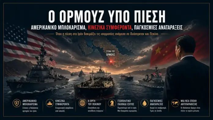 Θεσμική κινηματογραφική εικόνα για την κρίση στο Ορμούζ, τα κινεζικά συμφέροντα και το αμερικανικό μπλοκάρισμα προς το Ιράν