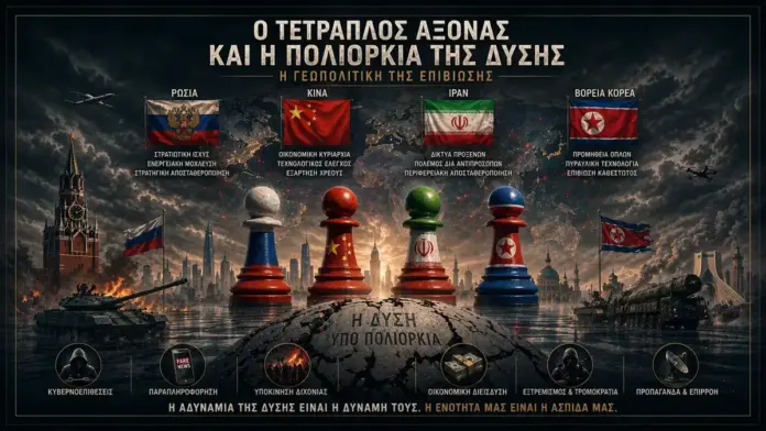 Θεσμική κινηματογραφική εικόνα για τον τετραπλό άξονα Ρωσίας, Κίνας, Ιράν και Βόρειας Κορέας απέναντι στη Δύση